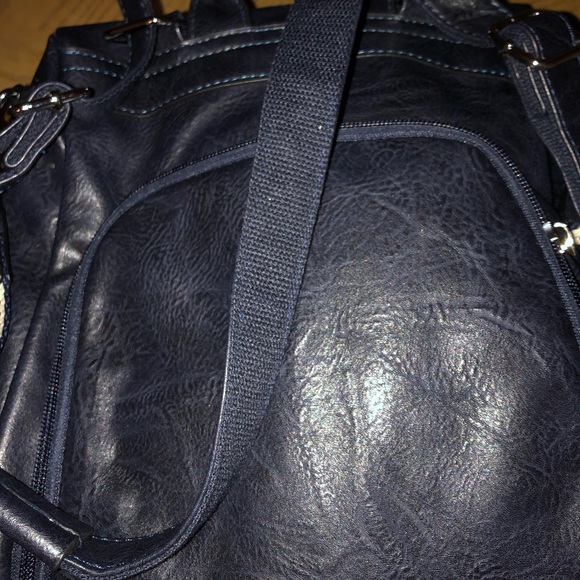 Handbags - Stylish Navy Blue Leather Backpack